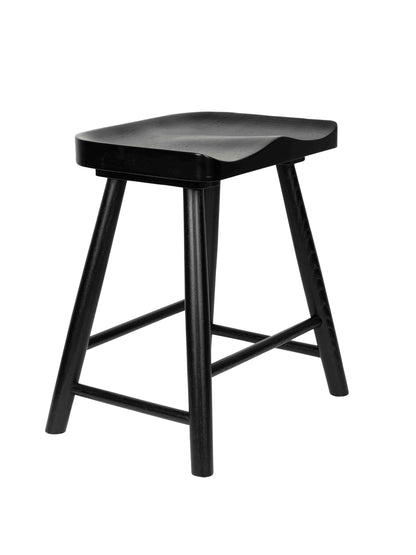 Cleveland Solid Oak Short Wooden Stool - Black