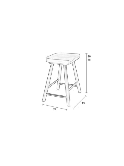 Cleveland Solid Oak Short Wooden Stool - Black