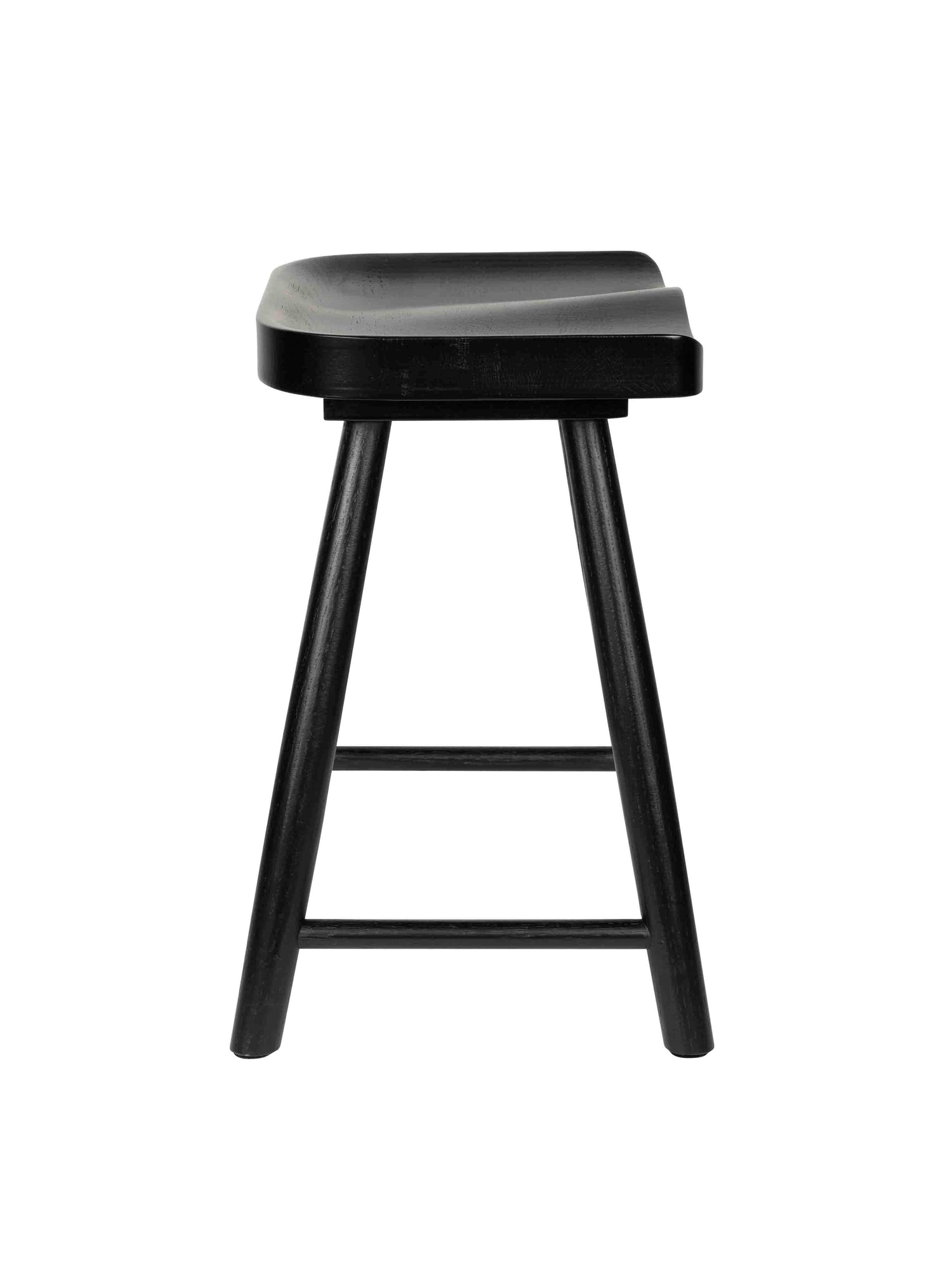 Cleveland Solid Oak Short Wooden Stool - Black