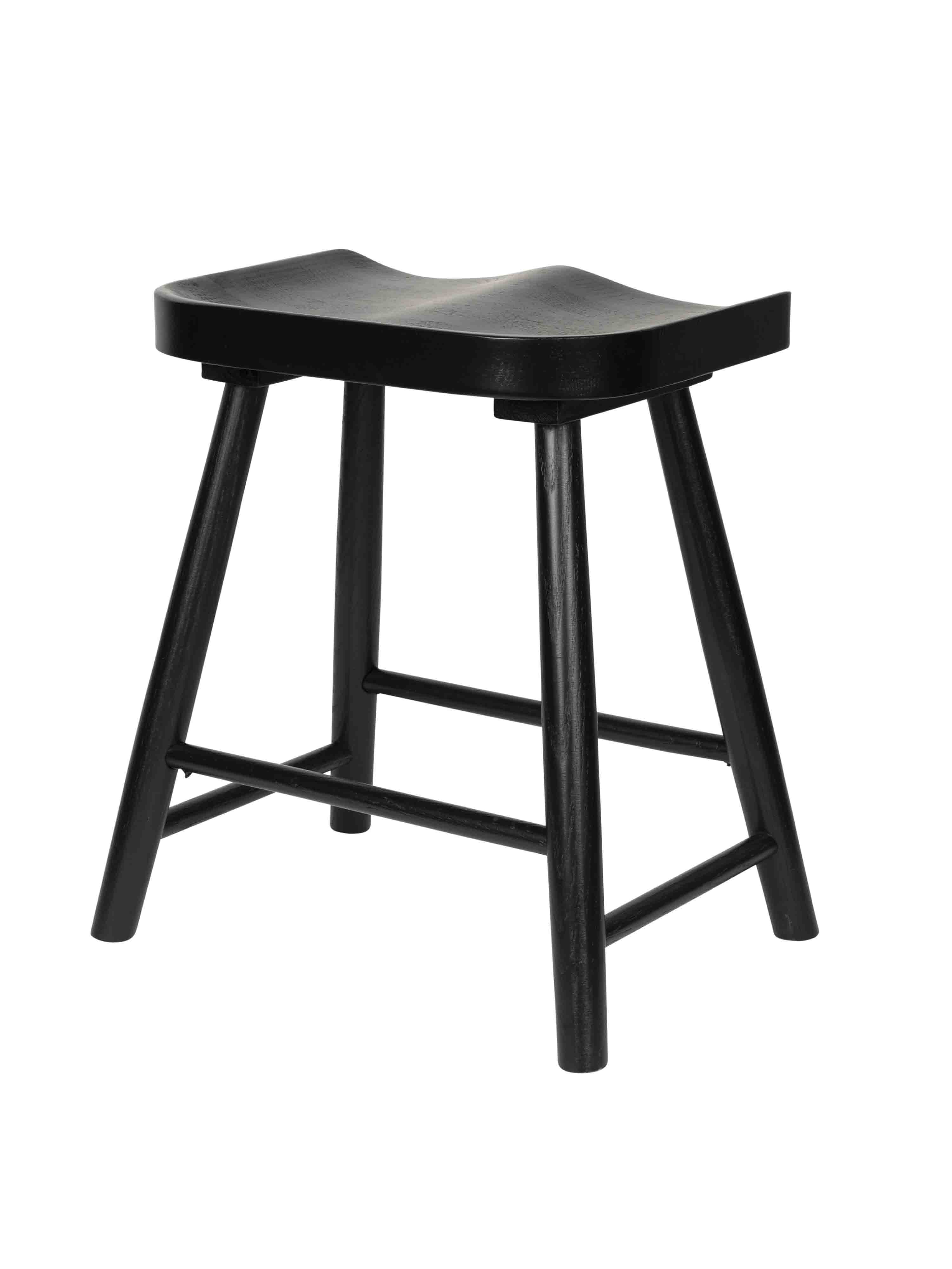 Cleveland Solid Oak Short Wooden Stool - Black