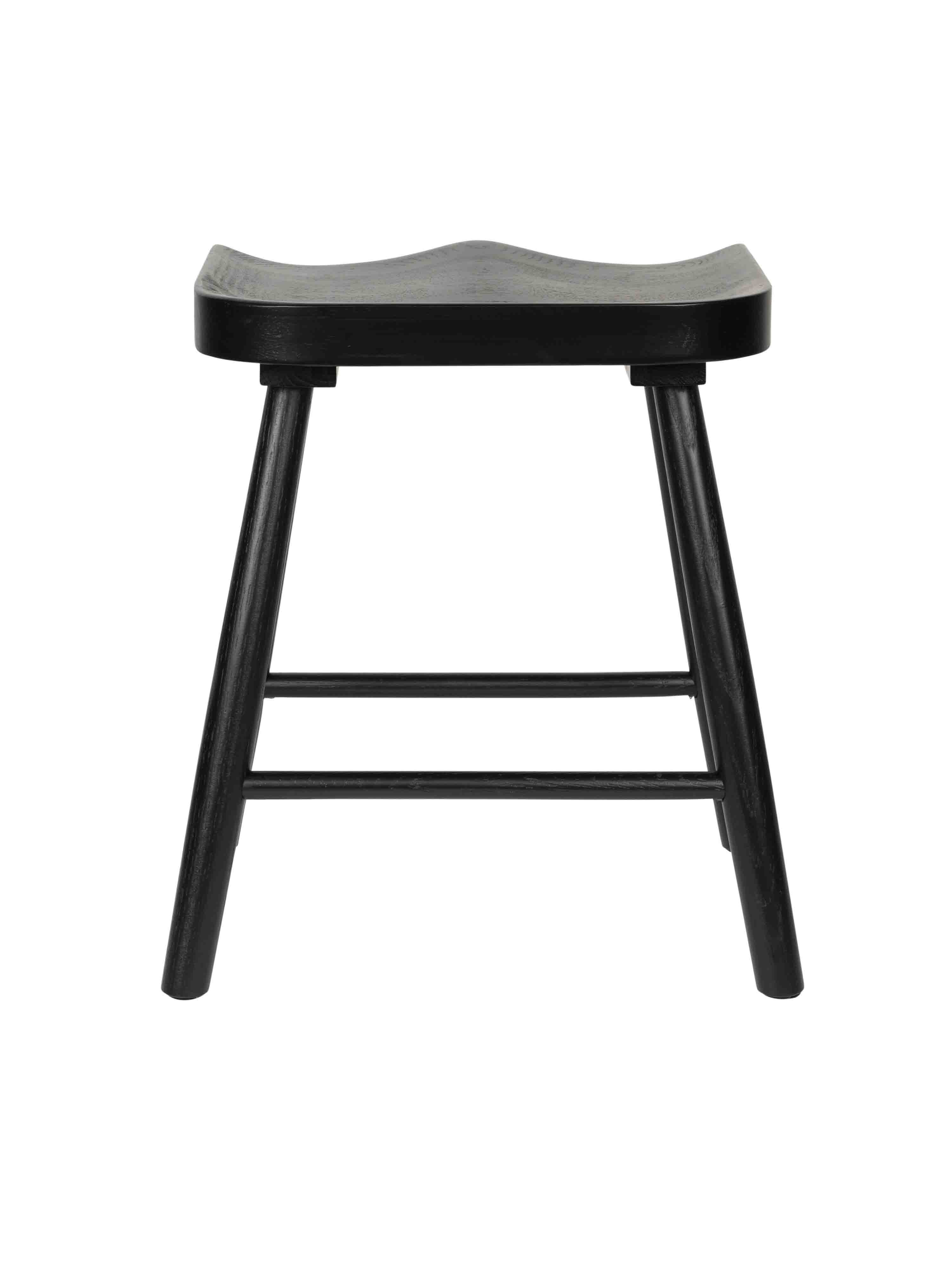 Cleveland Solid Oak Short Wooden Stool - Black