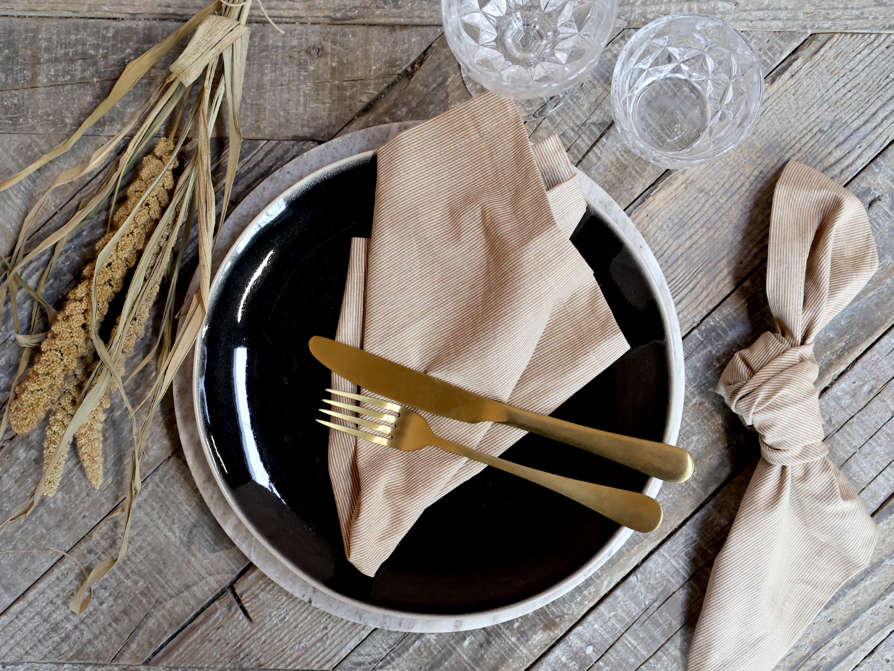 Set of 4 Cotton Stripe Cloth Napkins  - Colour Options Available