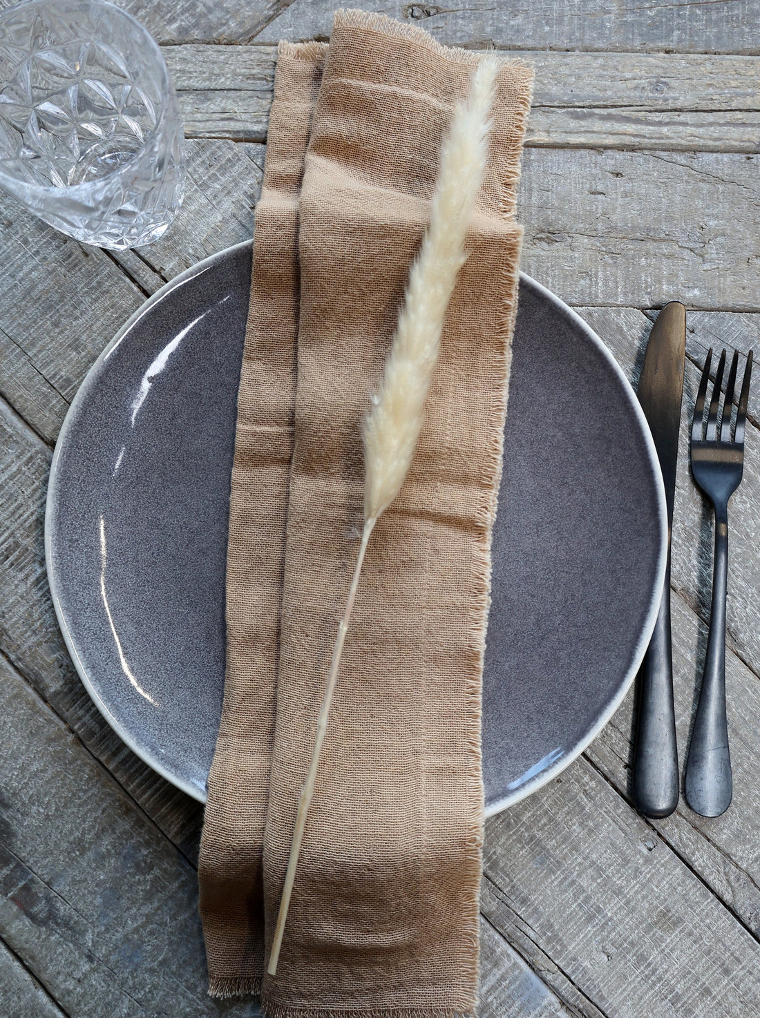 Set of 4 Cotton Cloth Napkins With Frayed Edges - Colour Options Available