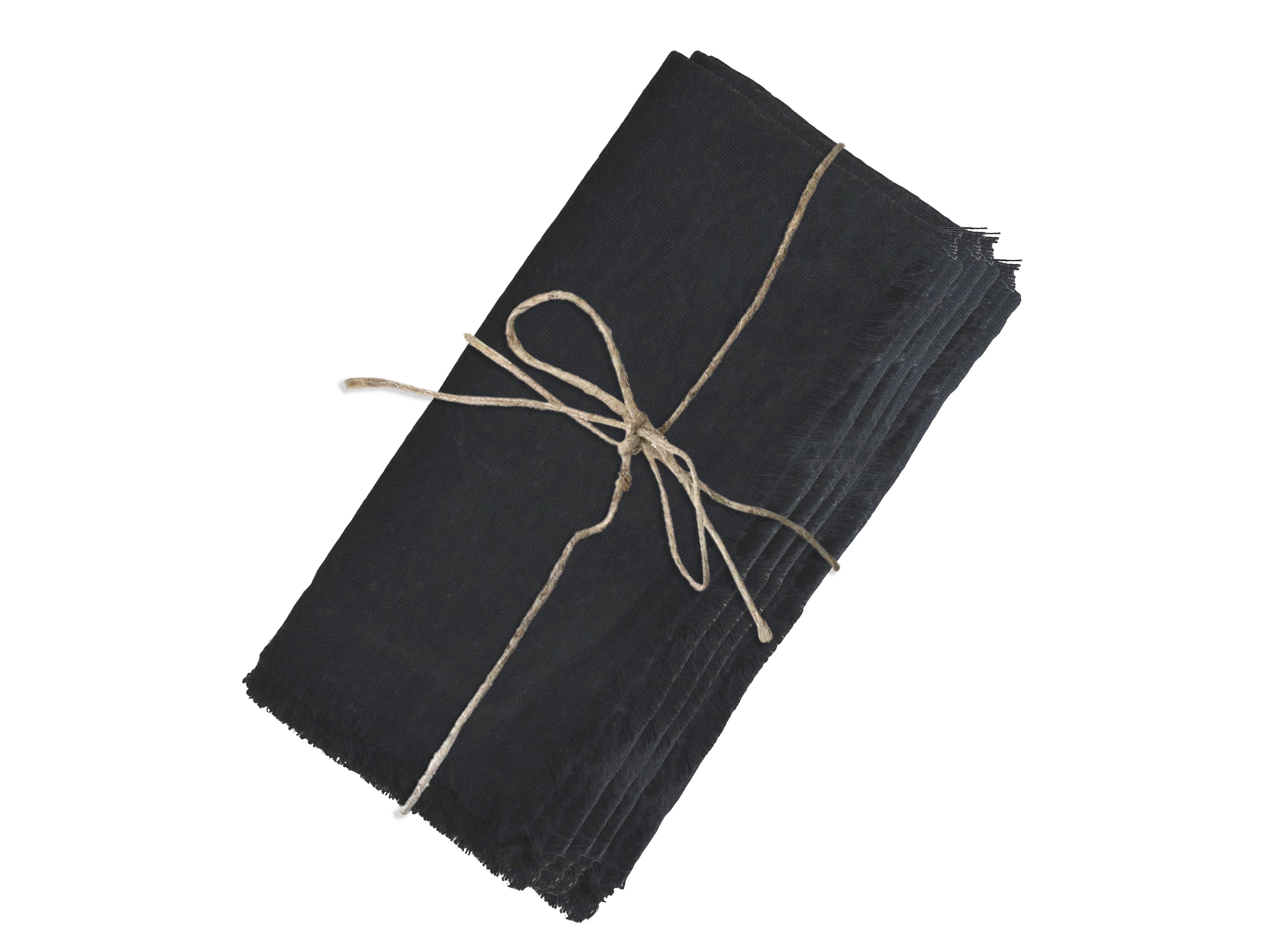 Set of 4 Cotton Cloth Napkins With Frayed Edges - Colour Options Available