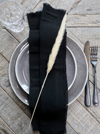 Set of 4 Cotton Cloth Napkins With Frayed Edges - Colour Options Available