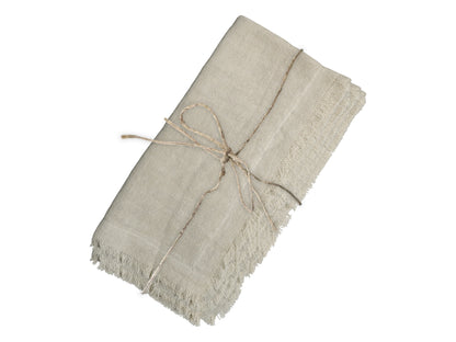 Set of 4 Cotton Cloth Napkins With Frayed Edges - Colour Options Available