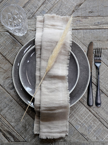 Set of 4 Cotton Cloth Napkins With Frayed Edges - Colour Options Available