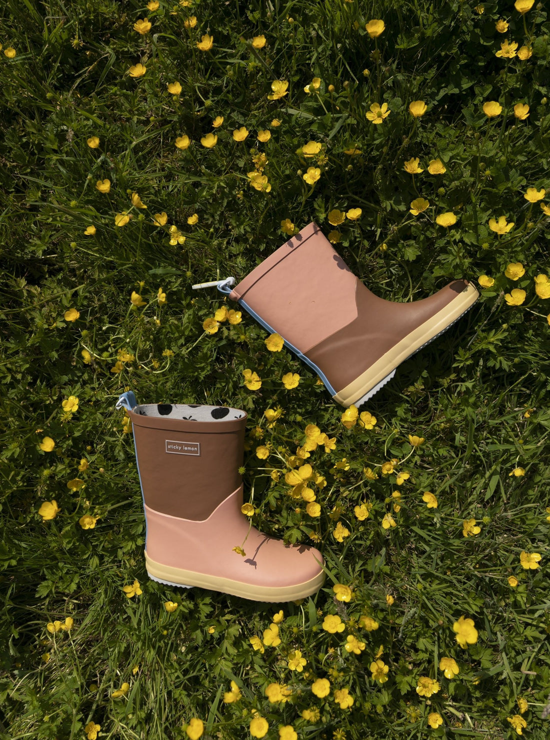 Colour Block Wellies in Willow Brown/Berry Swirl/Vanilla