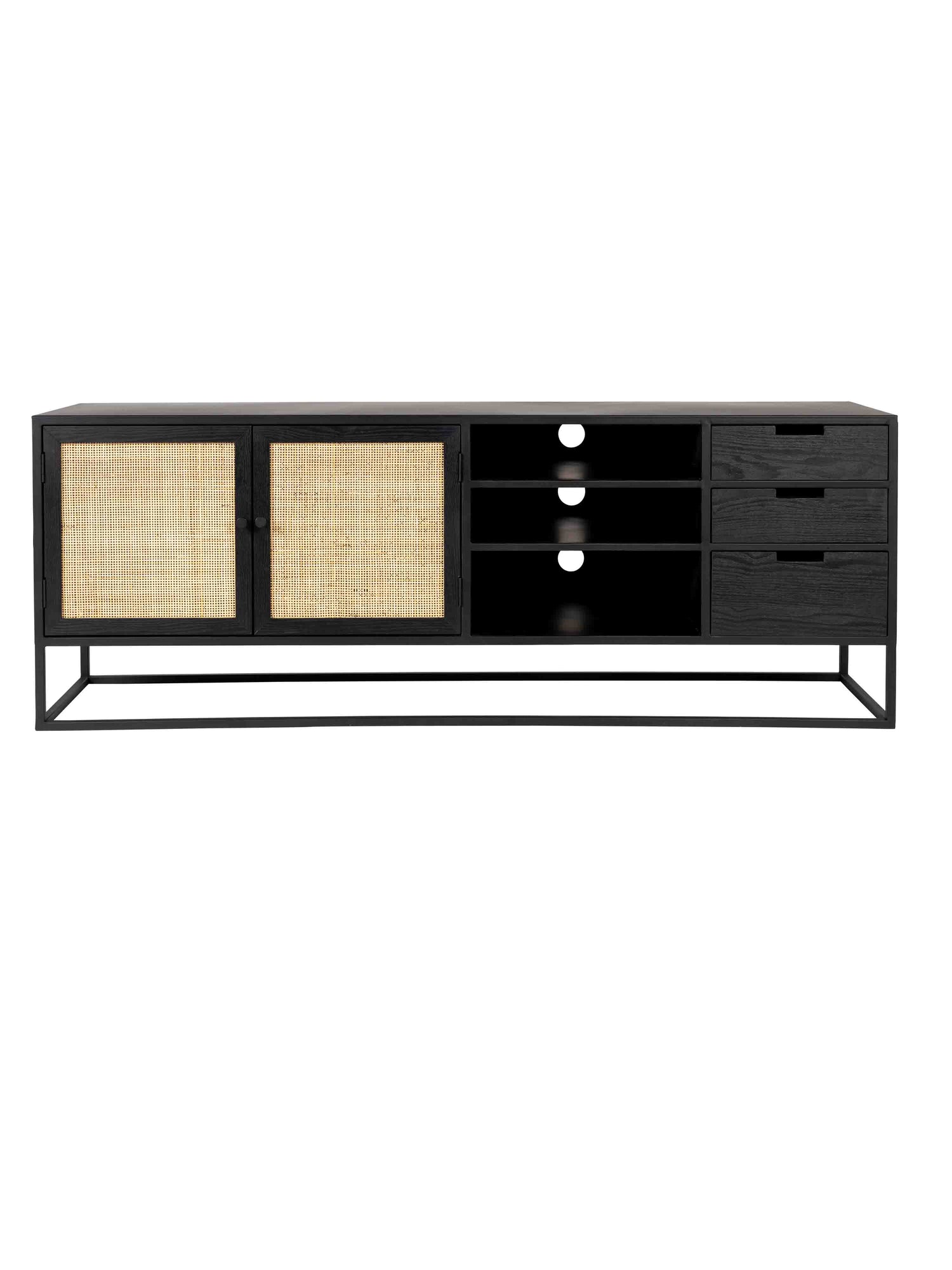 Armie Sideboard in Black And Rattan