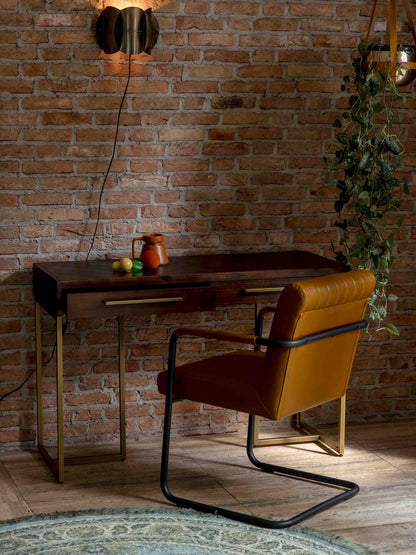 Class Wooden Desk with Drawers in Black