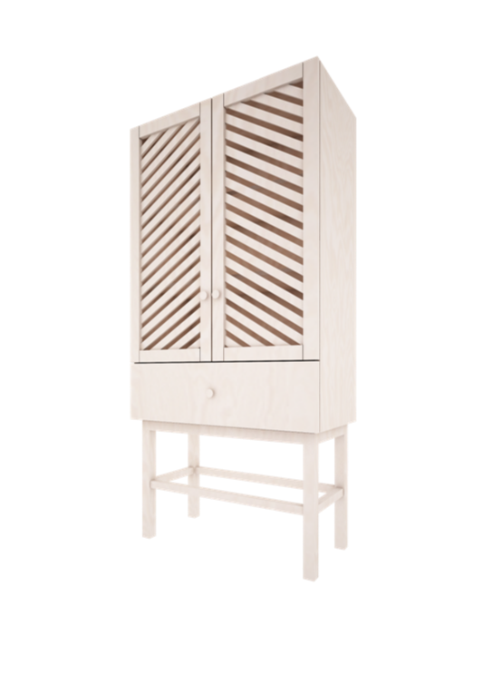 Chevron Beech Wood Scandi Cabinet