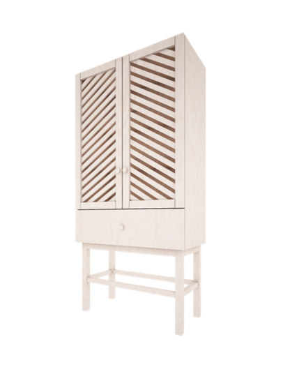 Chevron Beech Wood Scandi Cabinet