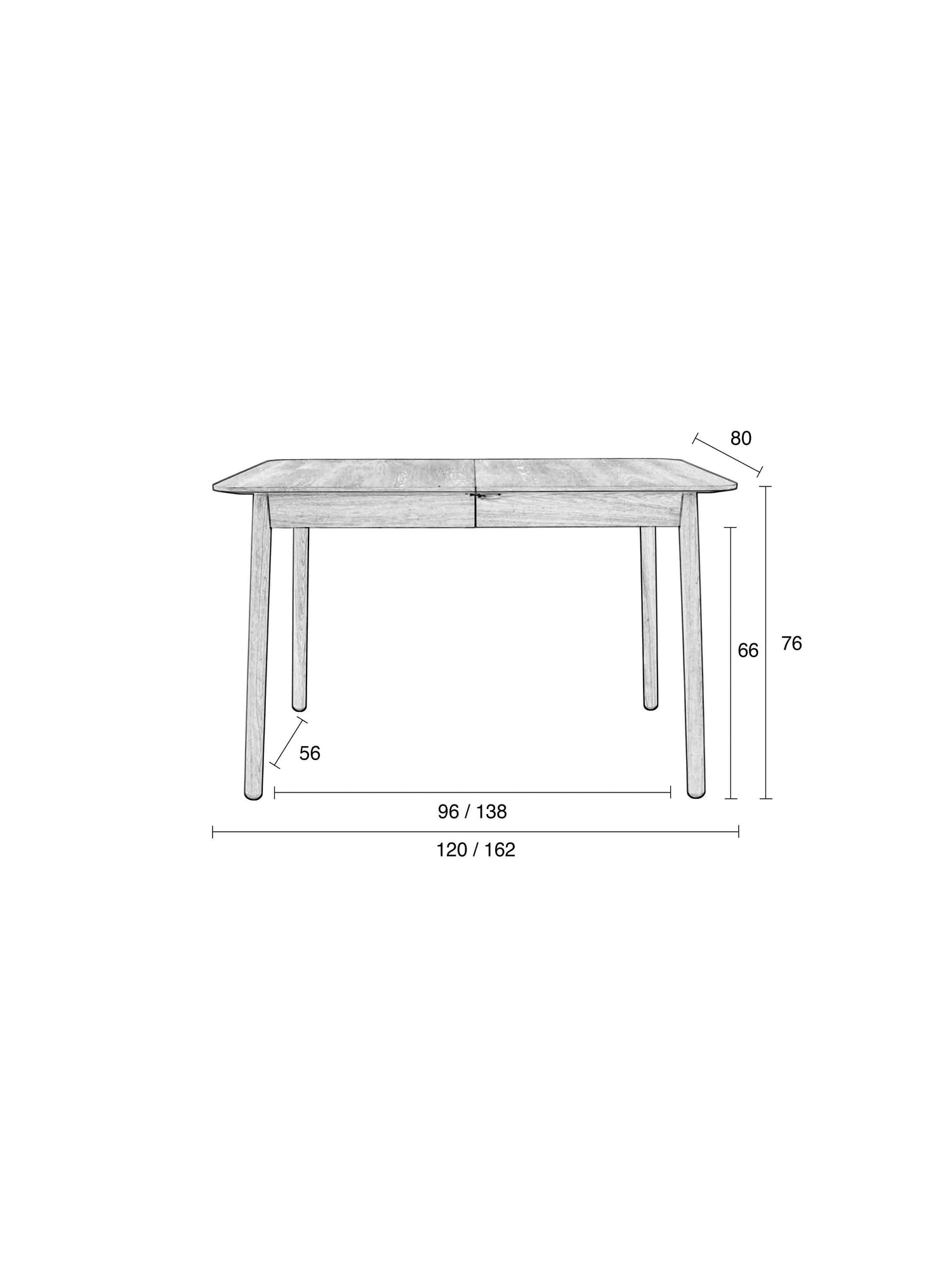 Glimps Dining Extendable Table (120/162) in Black