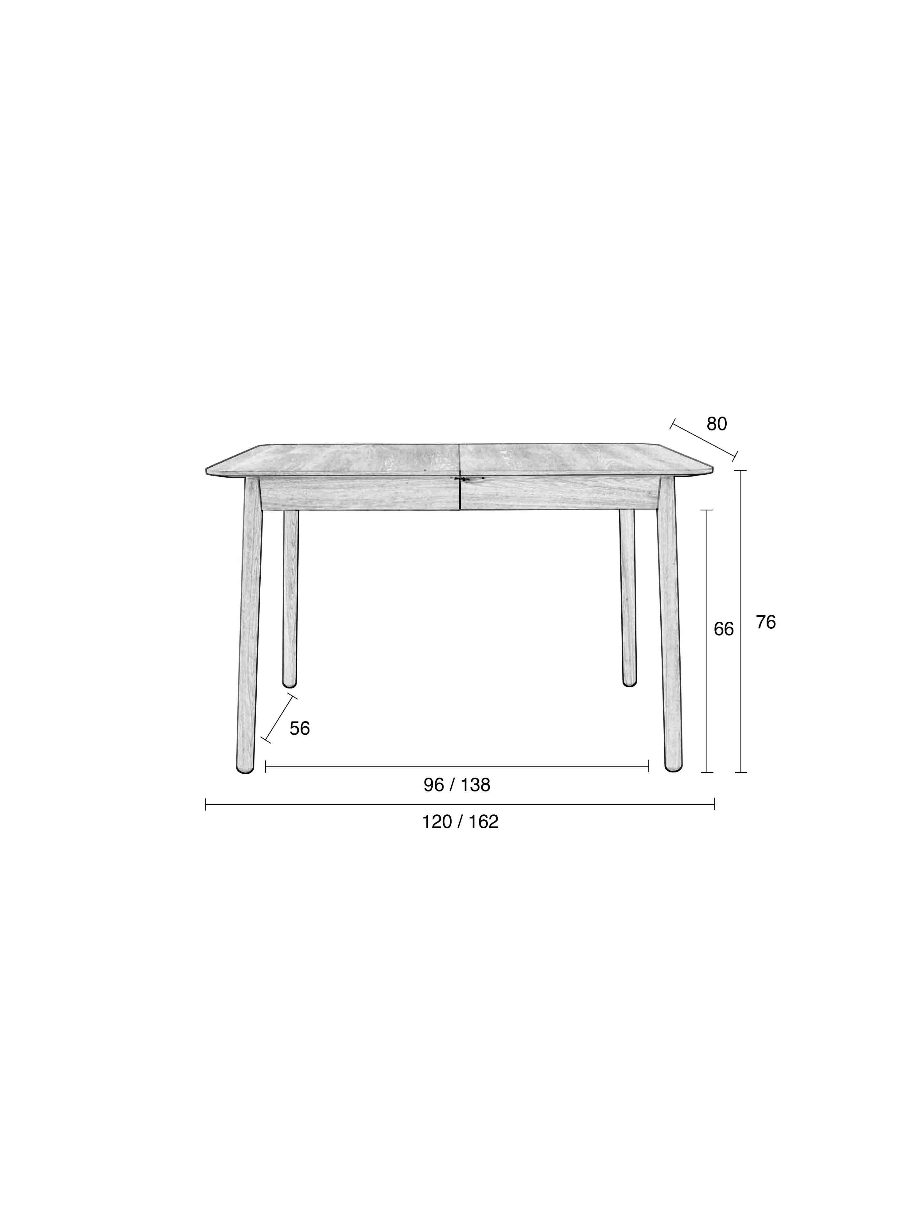 Glimps Dining Extendable Table (120/162) in Black