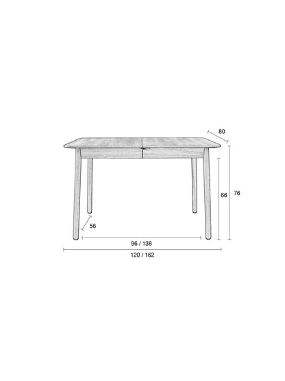 Glimps Dining Extendable Table (120/162) in Black