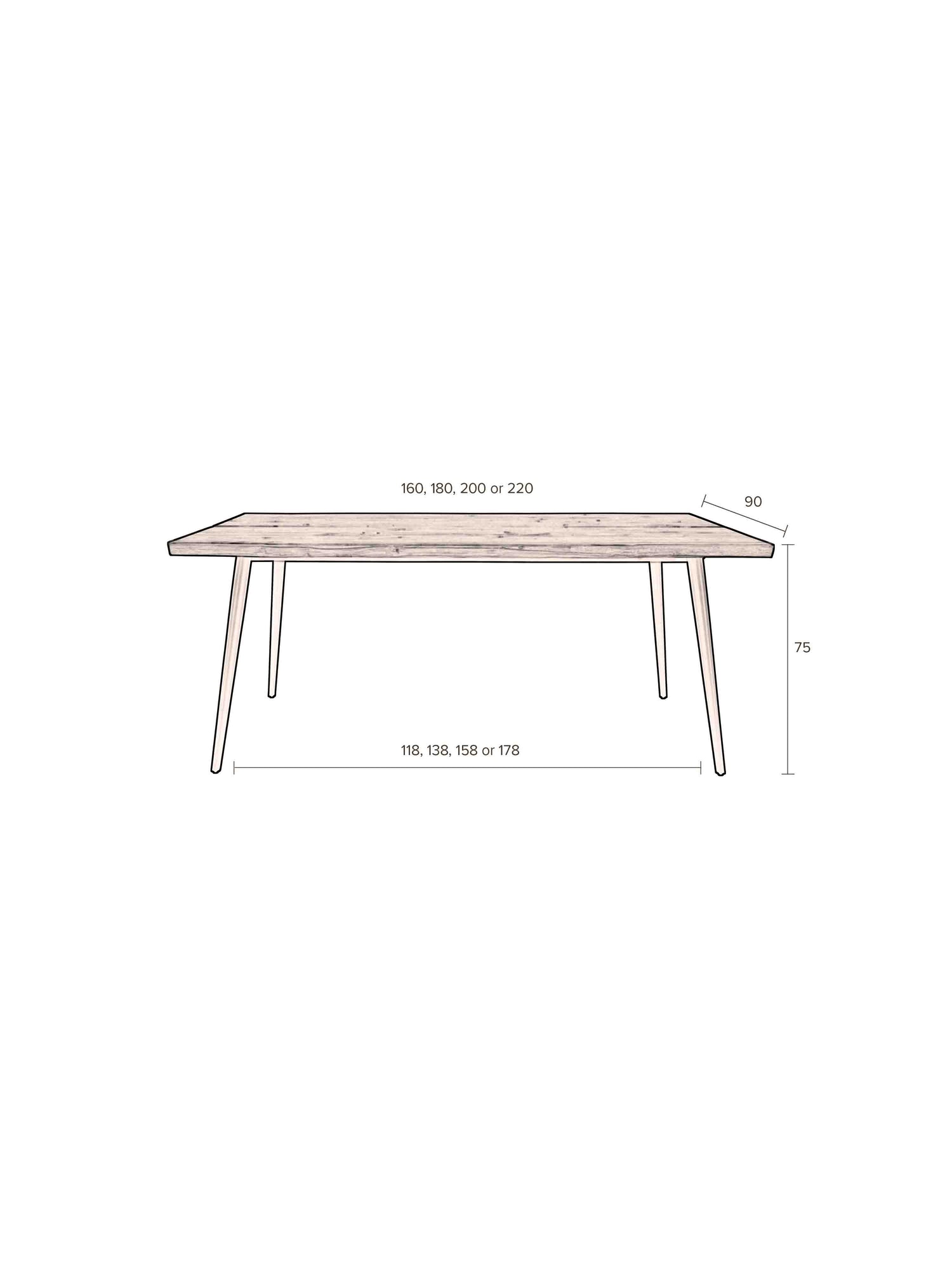 Alagon Wooden Dining Table - 4 sizes available