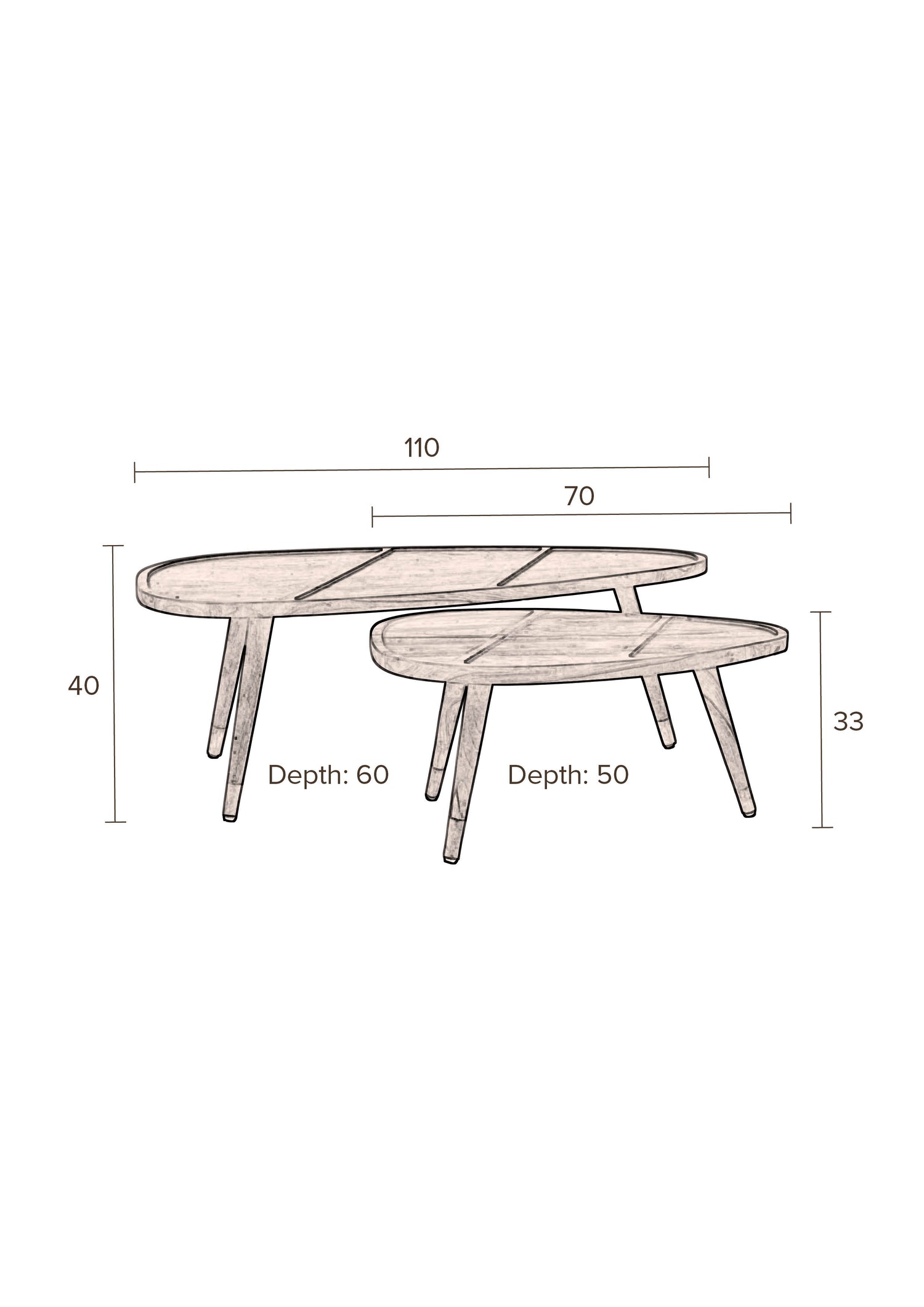 Sham Rosewood Coffee Table Set of 2