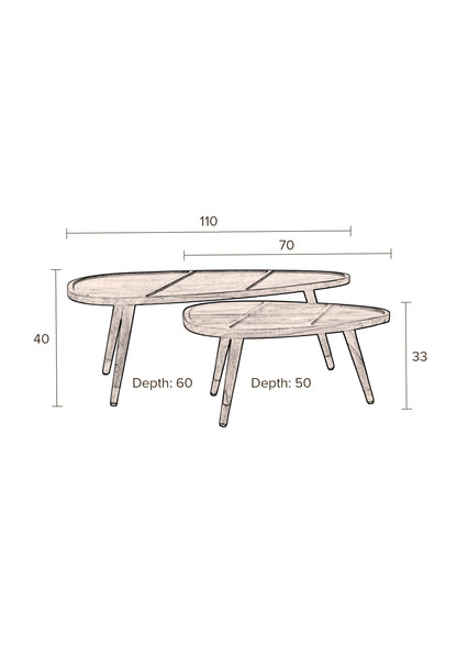 Sham Rosewood Coffee Table Set of 2