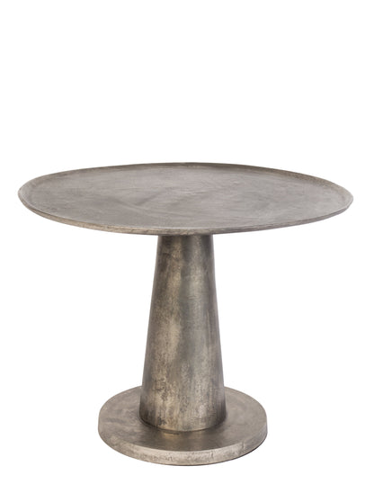 Brute Round Metal Side Table in Nickel