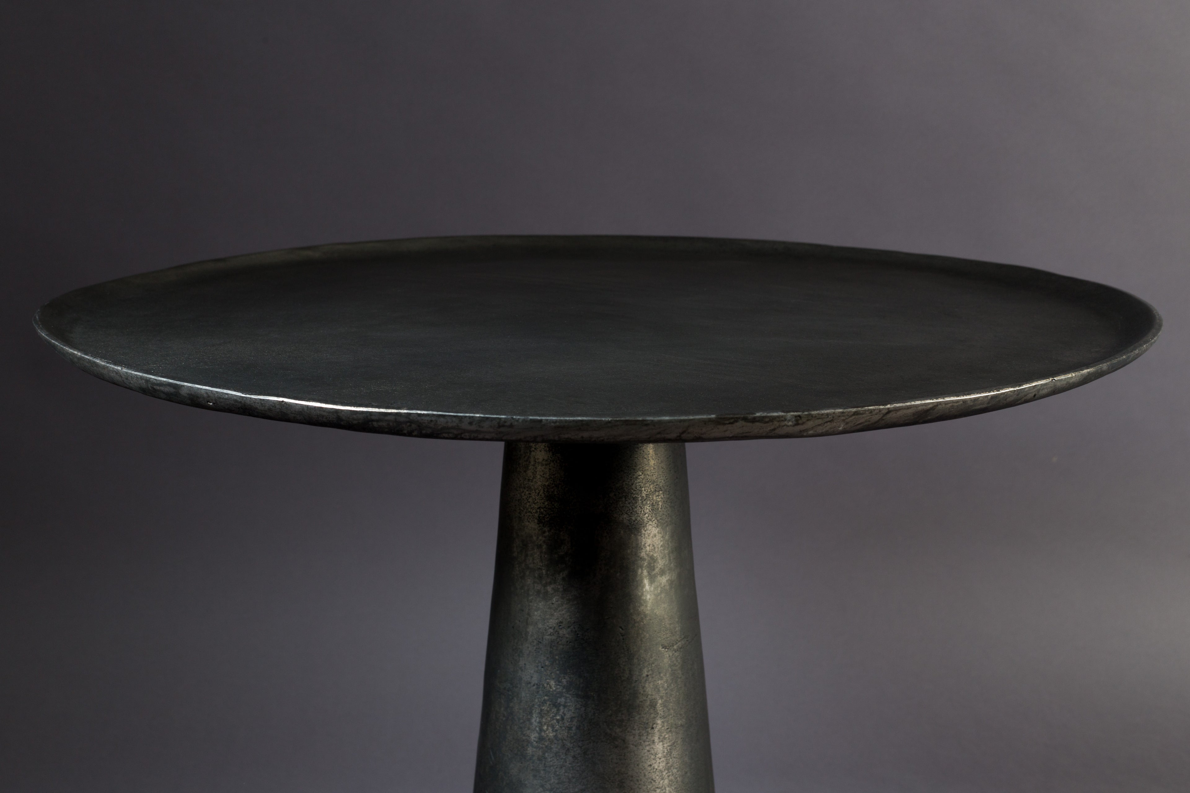 Brute Round Metal Side Table in Nickel