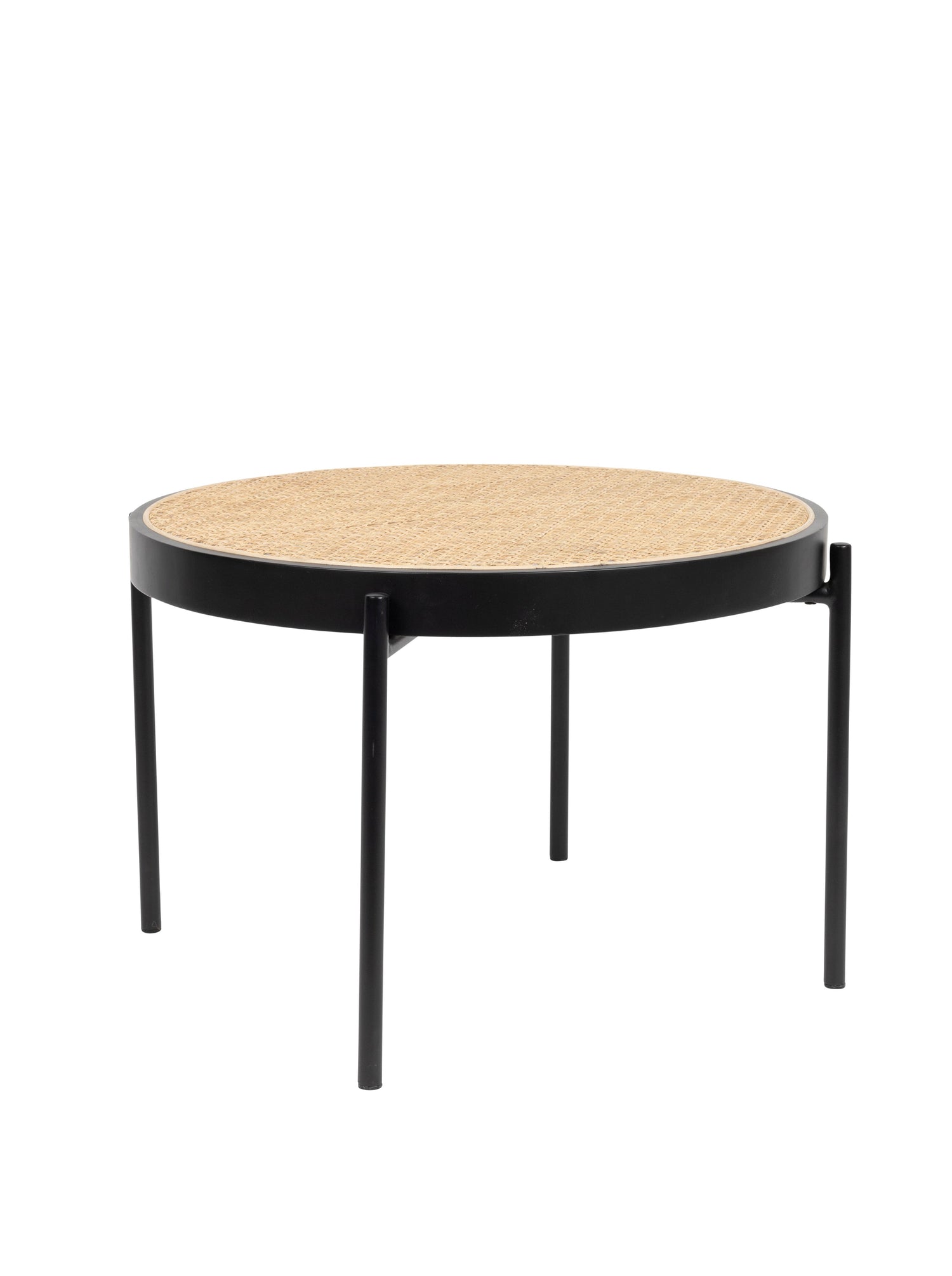 Spike Round Black &amp; Rattan Coffee Table