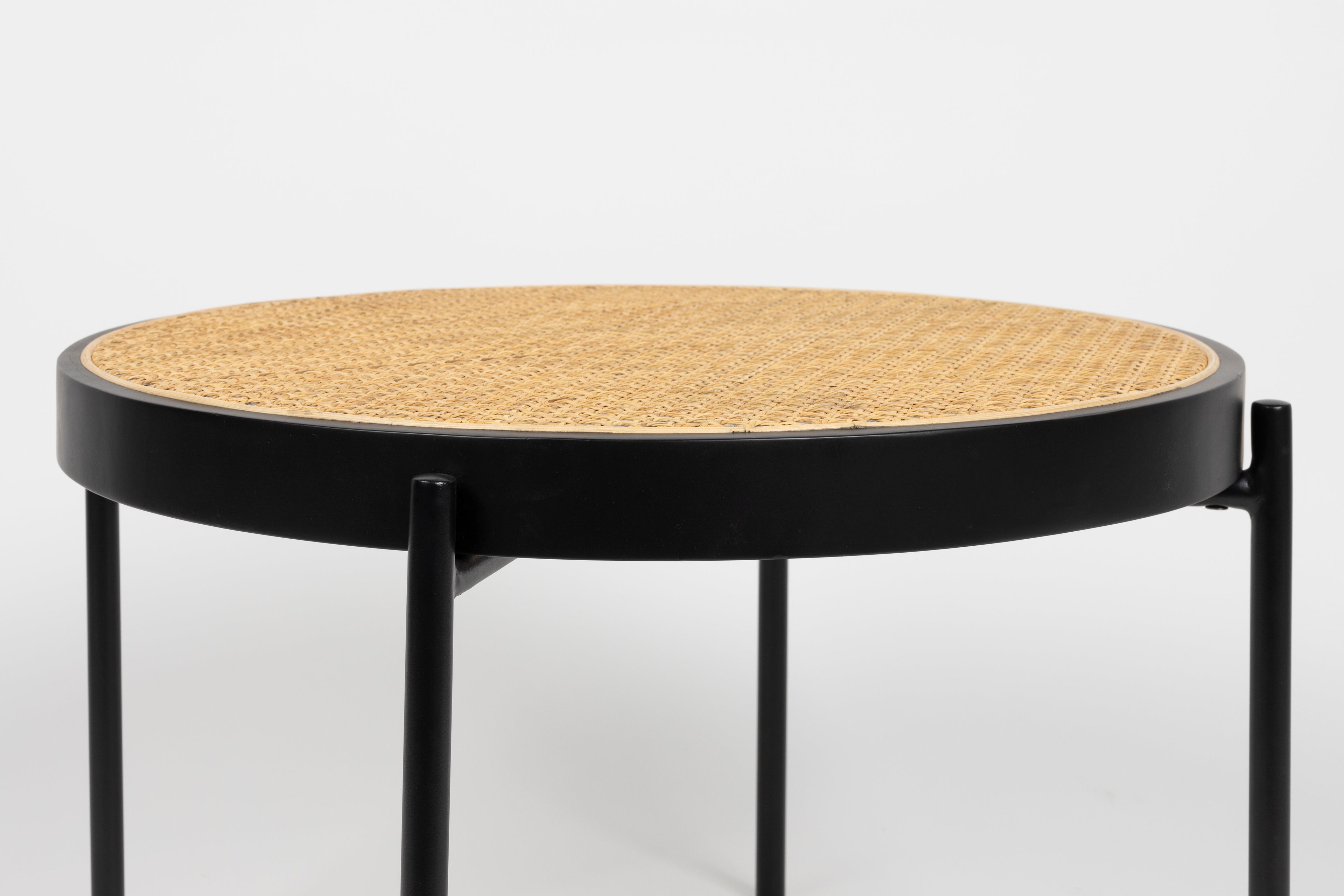 Spike Round Black &amp; Rattan Coffee Table