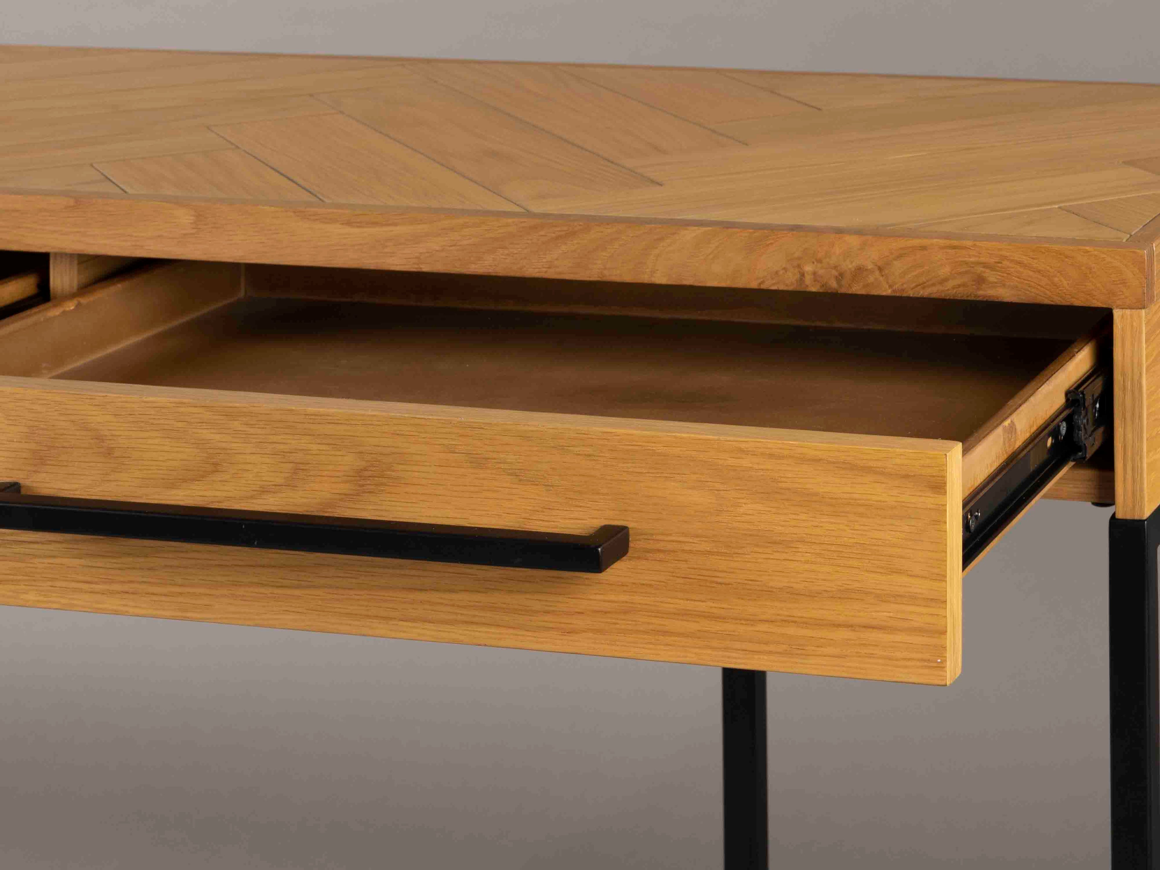 Class Wooden Desk with Drawers in Oak