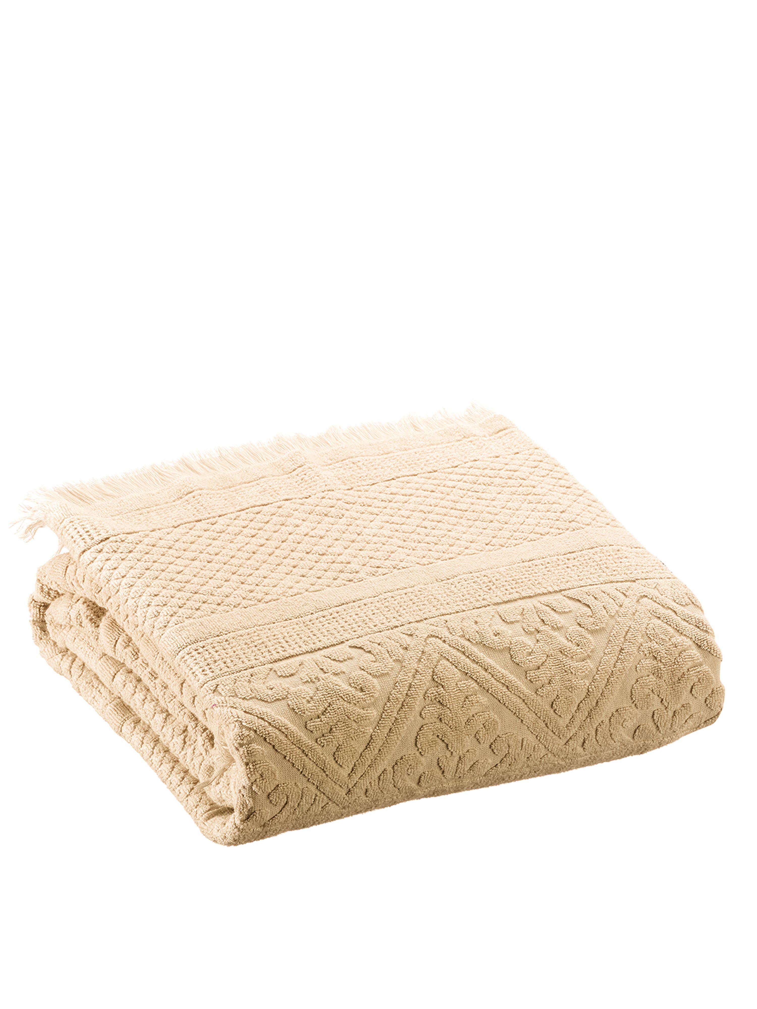 Embossed Jacquard Towel in Vanille - 4 Sizes Available