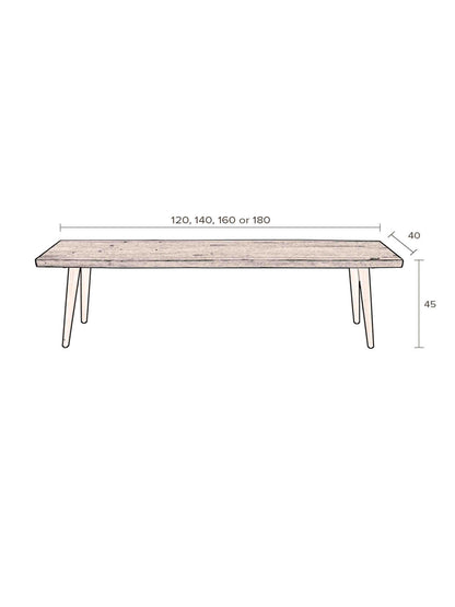 Alagon Wooden Bench - 4 sizes available