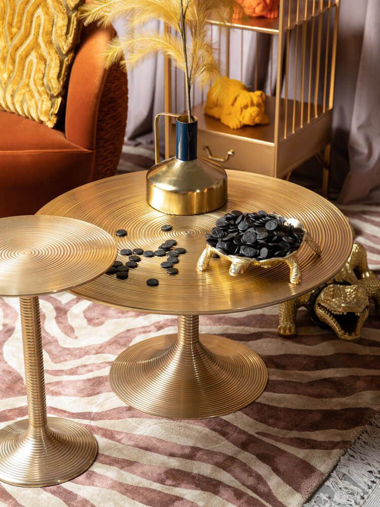 Hypnotising Round Coffee Table Gold