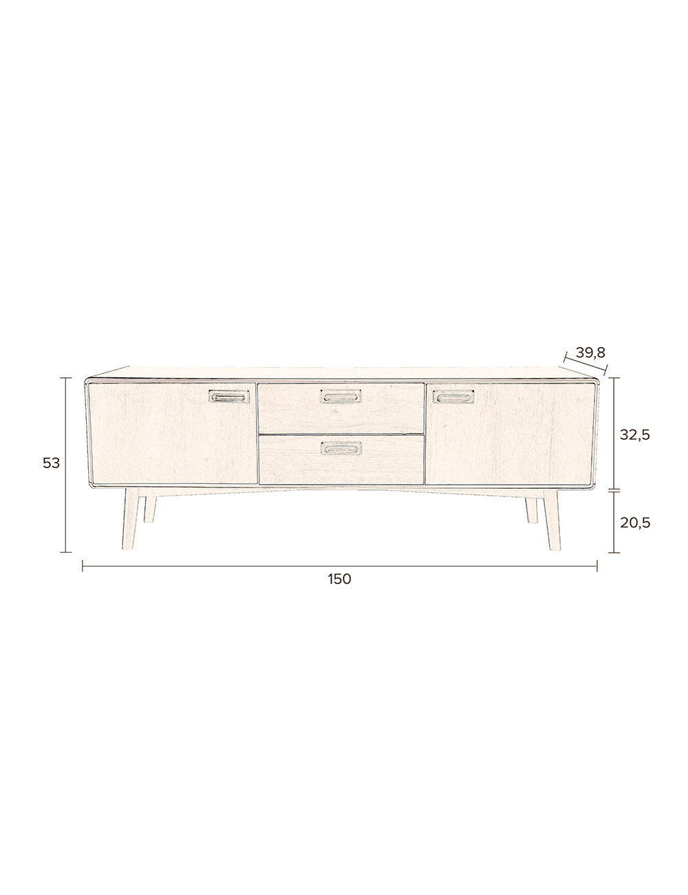 Julian Mid-Century Style Wooden Sideboard - Low