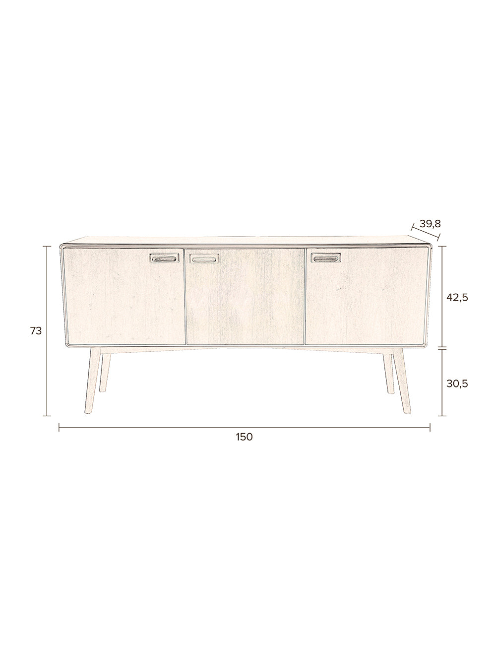 Julian Mid-Century Style Wooden Sideboard - High