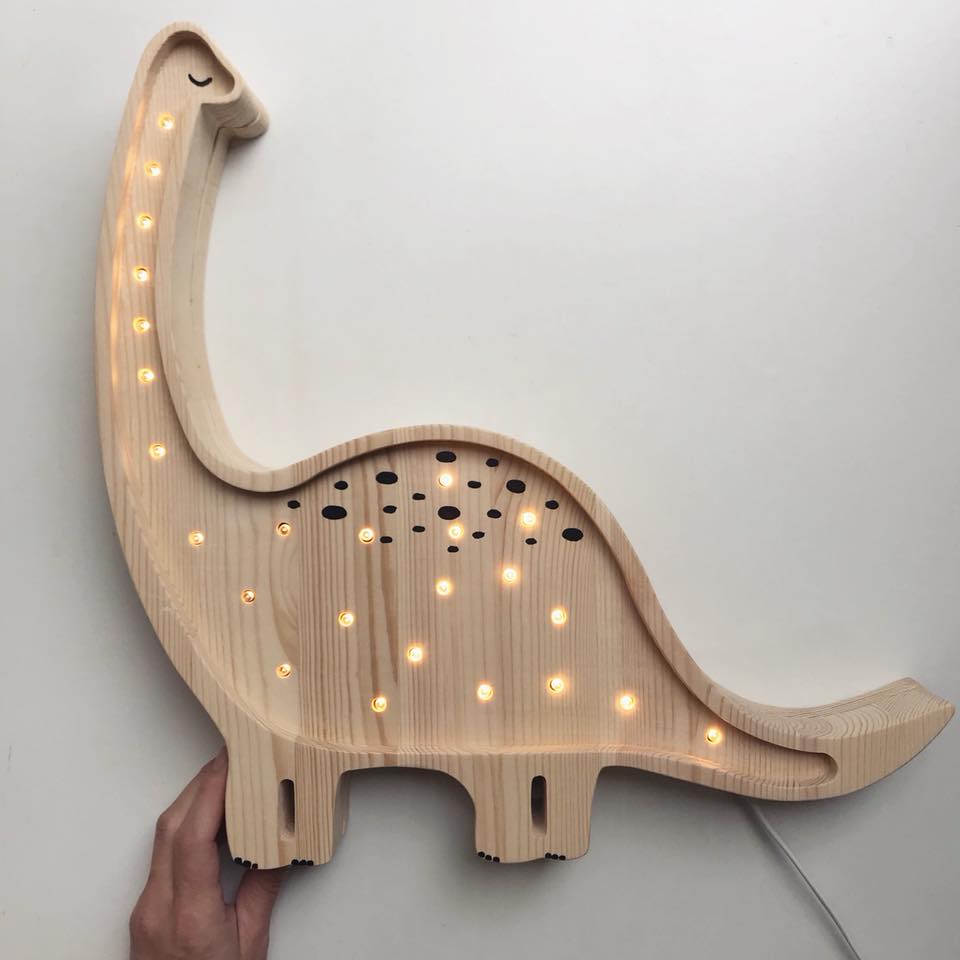 Little Lights Diplodocus Wood Lamp