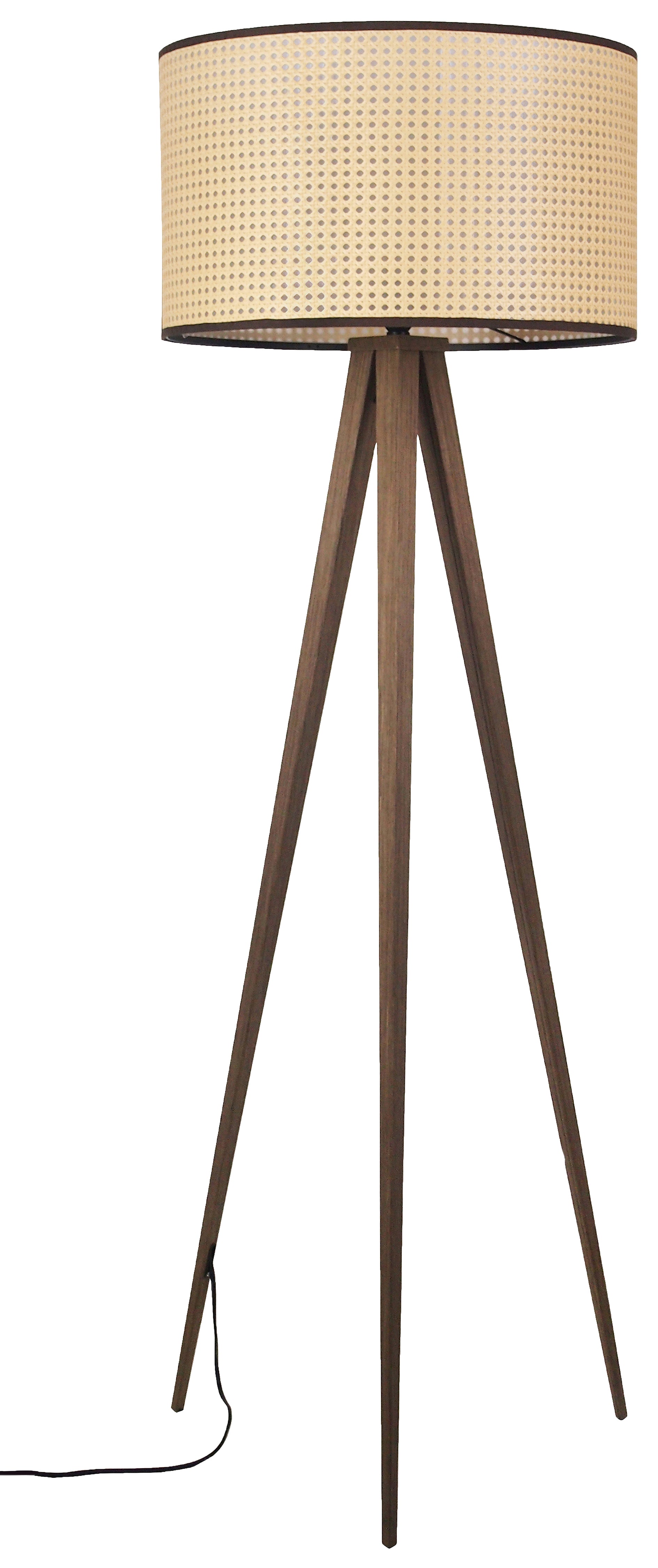 Tripod Cane Webbing Floor Lamp