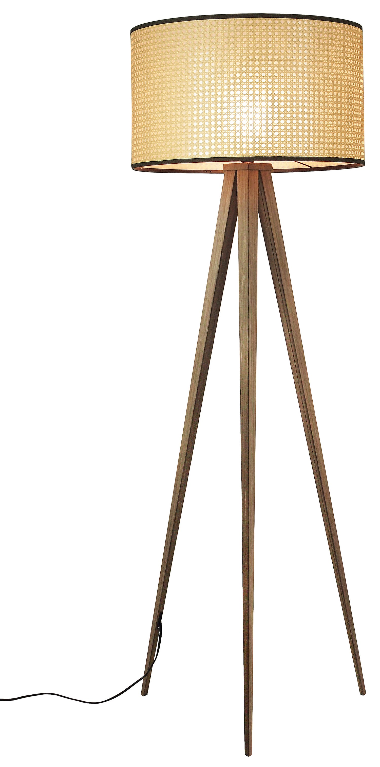 Tripod Cane Webbing Floor Lamp