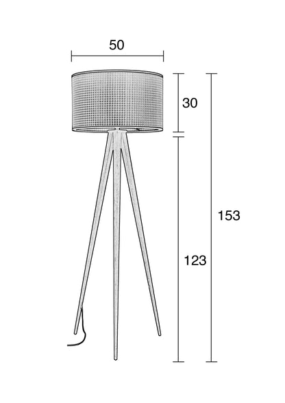 Tripod Cane Webbing Floor Lamp