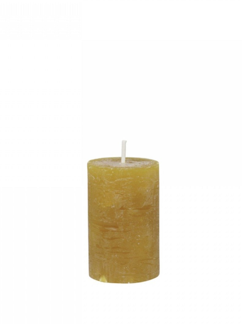 Mini Rustic Pillar Candle Mustard