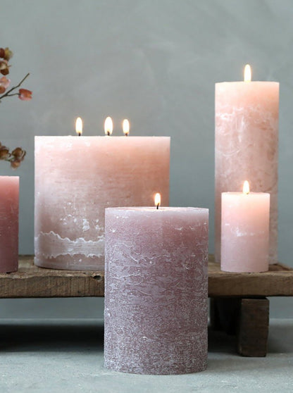 Mini Rustic Pillar Candle Dusty Rose