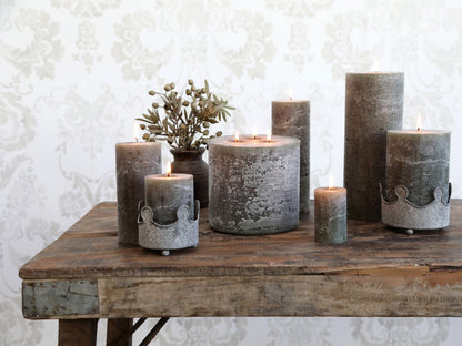 Mini Rustic Pillar Candle Olive