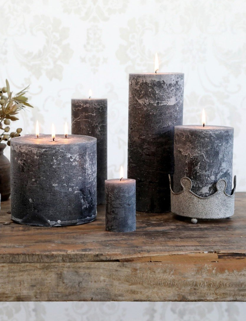 Mini Rustic Pillar Candle Coal