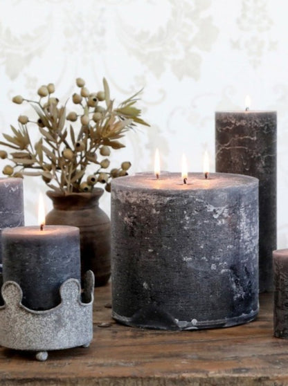 Giant Rustic Pillar Candle Coal