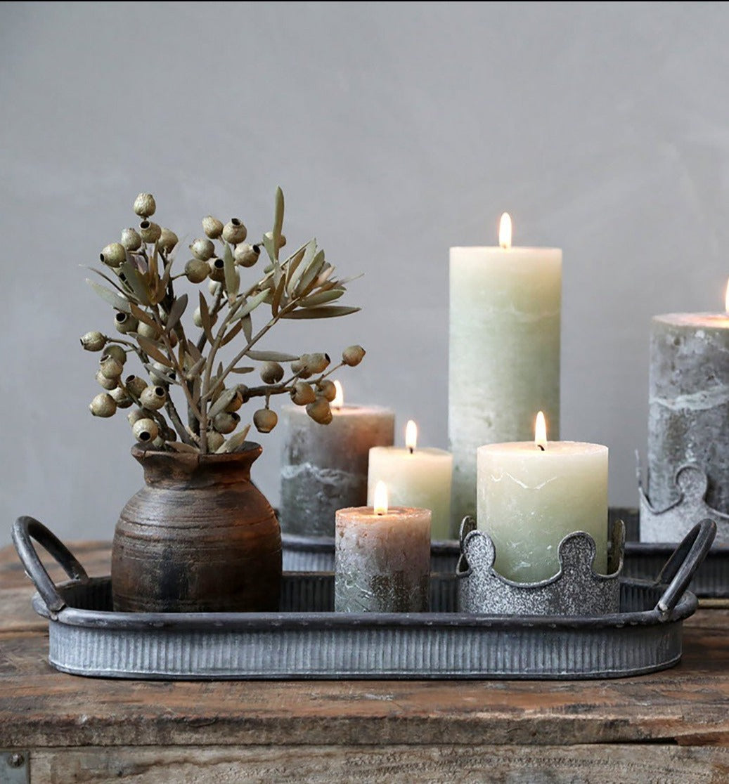 Small Rustic Pillar Candle Verte