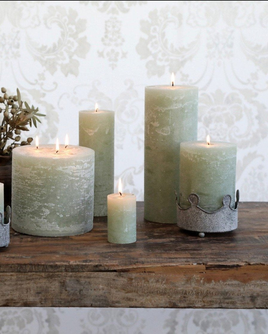 Mini Rustic Pillar Candle Verte