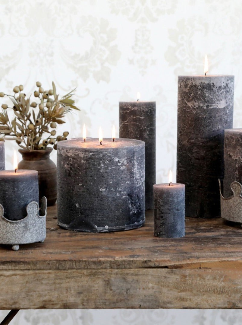 Midi Rustic Pillar Candle Coal