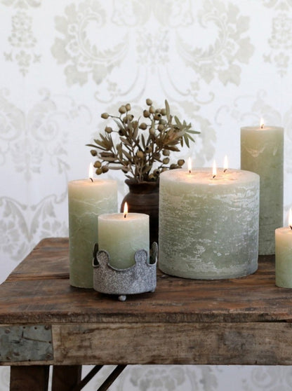 Giant Rustic Pillar Candle Verte