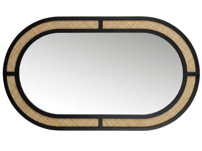 Aida Black Rattan Oval Mirror