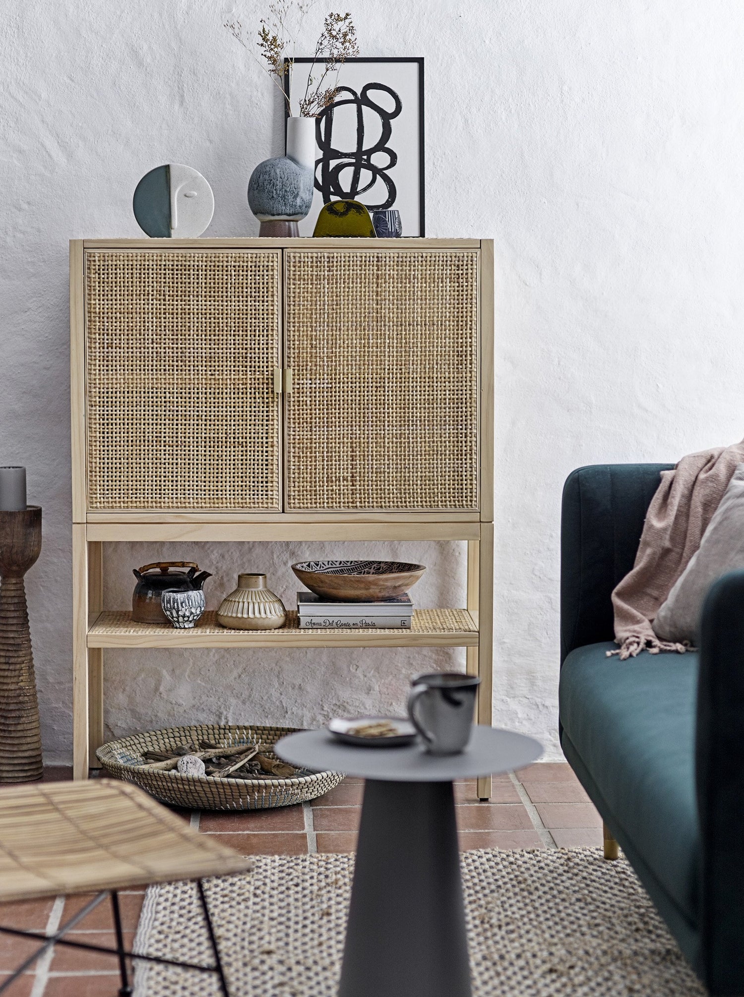 Sanna Rattan Cabinet in Natural Pine