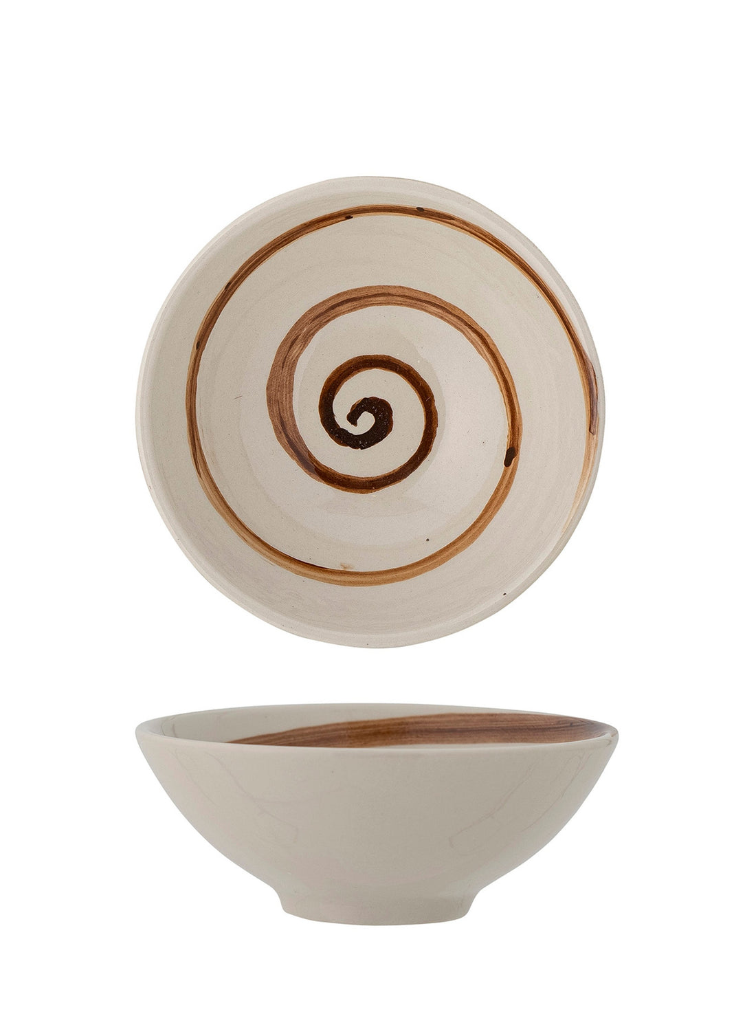 Heikki Hand Painted Stoneware Bowl in Brown Swirl