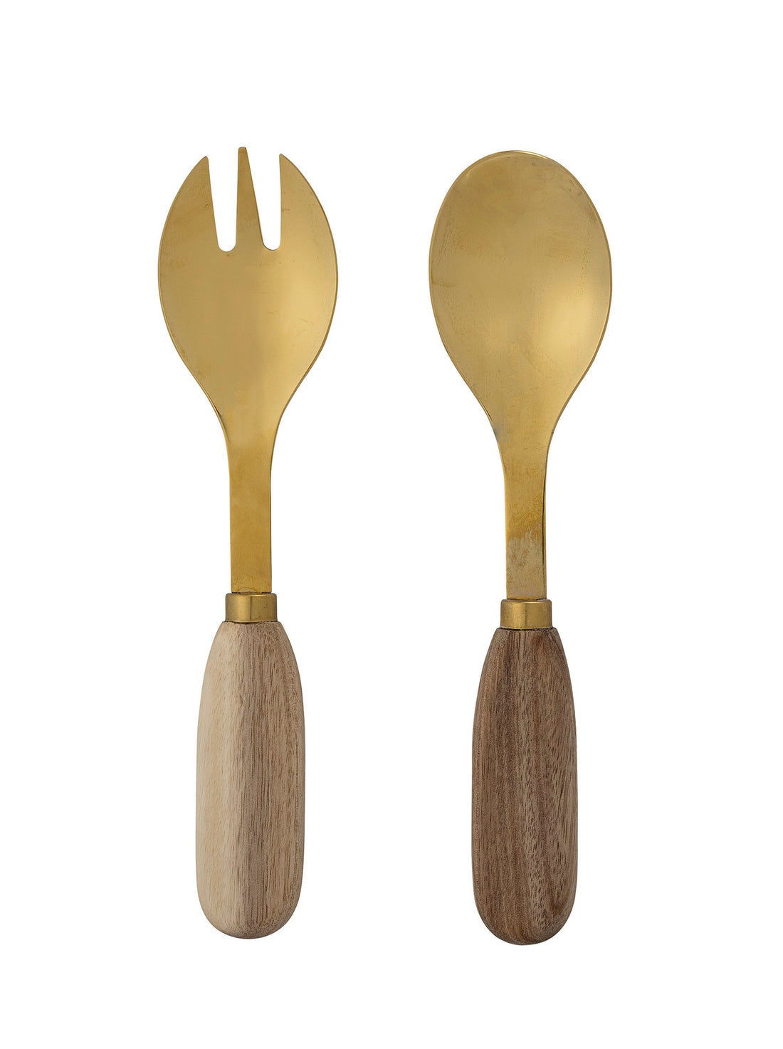 Thina Gold &amp; Acacia Wood Salad Servers