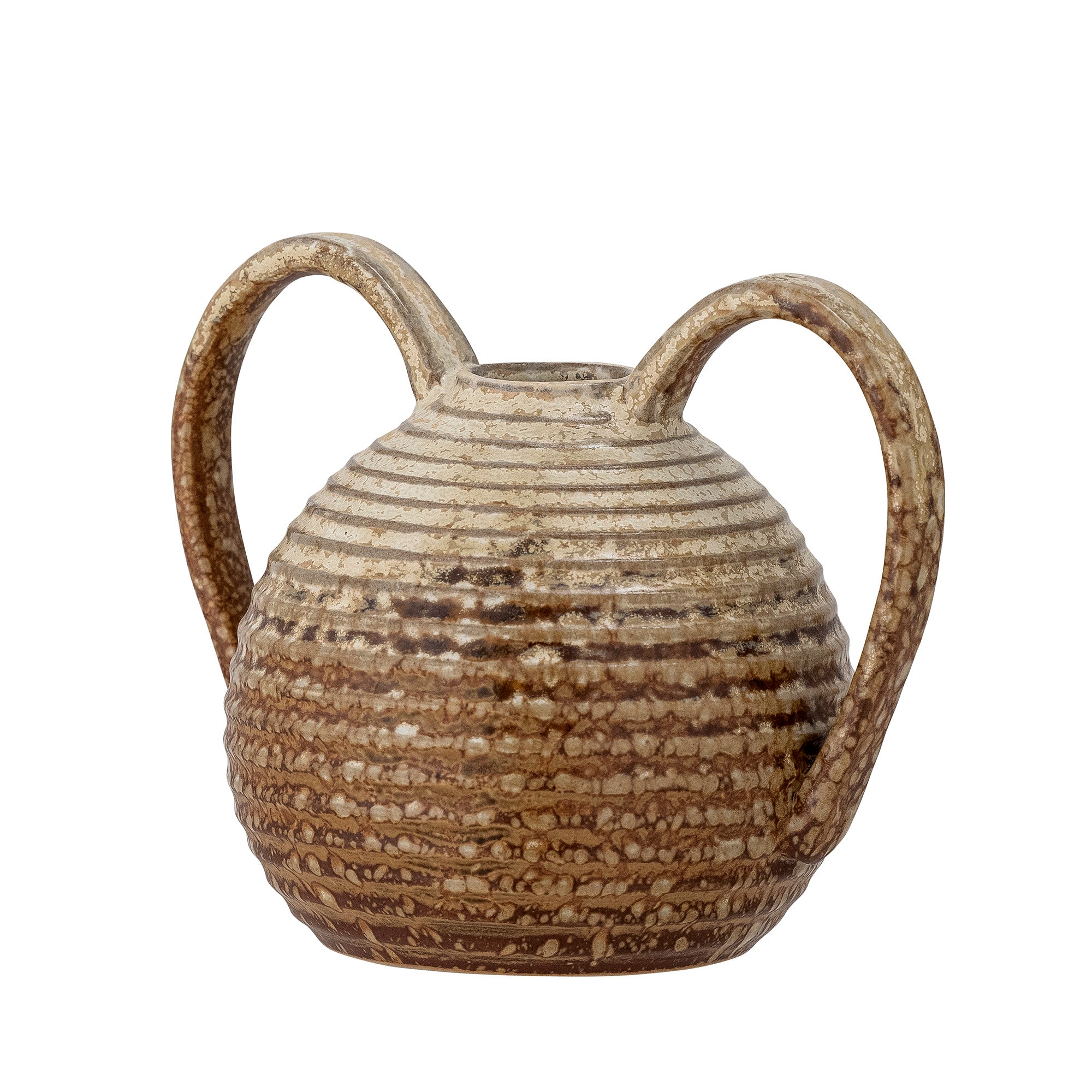 Risa Ribbed Stoneware Vase With Handles